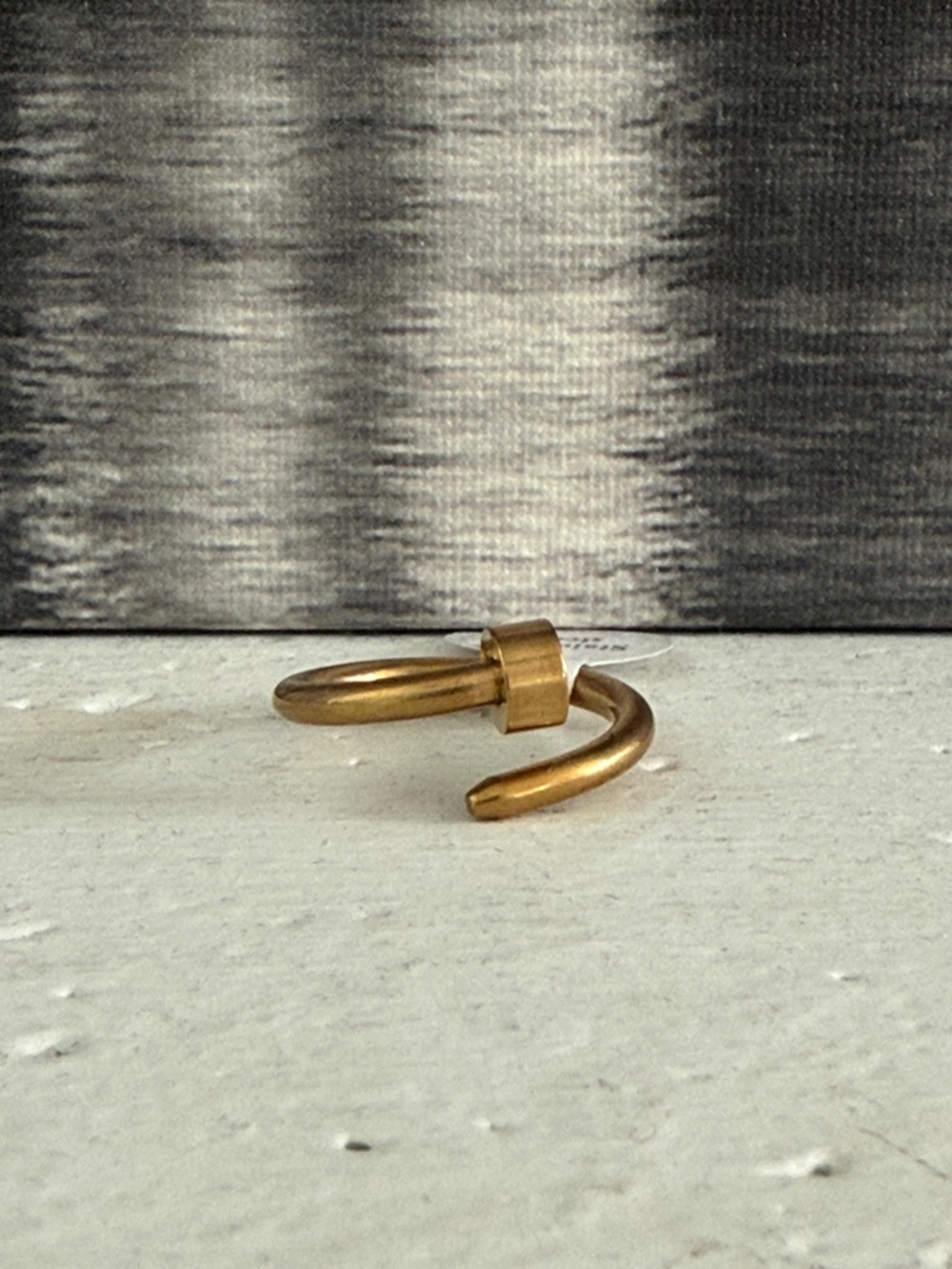 Stainless steel Minimalist Nail Ring in Gold Tone size 7